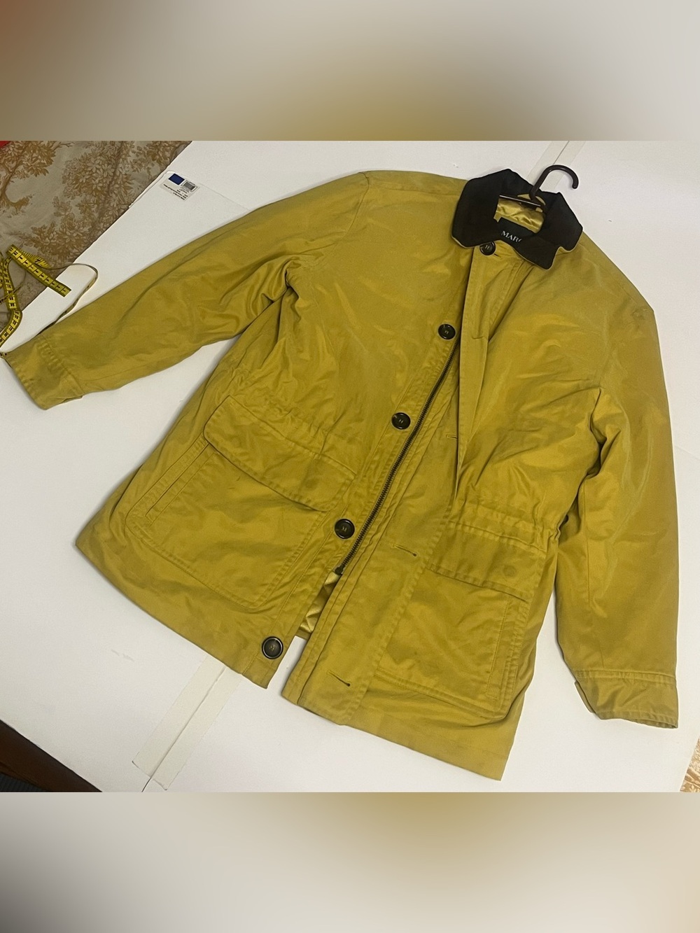 MARC New York Women’s Small Mustard Yellow Utility Field Jacket Brown Collar